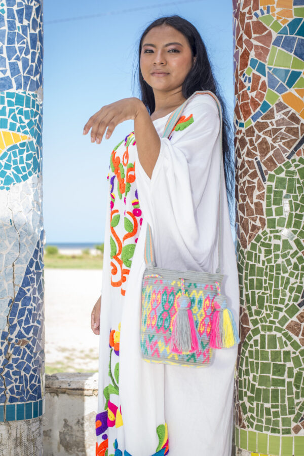 Mochila Gris claro, ros neon, verde, amarillo y azul